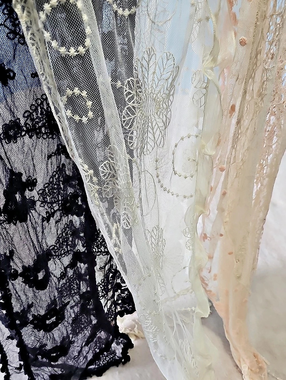 Pier 1 Imports Three Lace Scarves in White, Black & Pink Like New - Picture 11 of 11